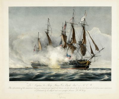 This Representation of the American Frigate Chesapeake, Crippled and Thrown into Utter Disorder by the Two First Broadsides Fired from H.M.S. Shannon by John Christian Schetky